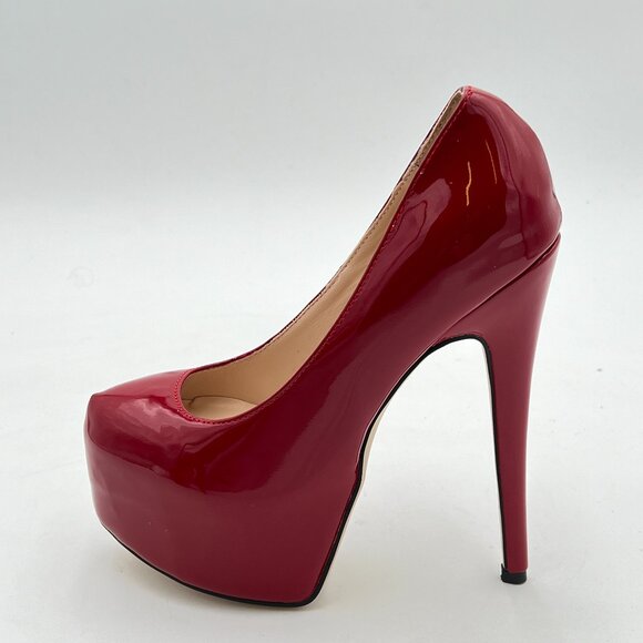 FSJ Wine Extreme High Stiletto Heels Platform Pumps Slip On Pointed Toe Shoe - Picture 2 of 8